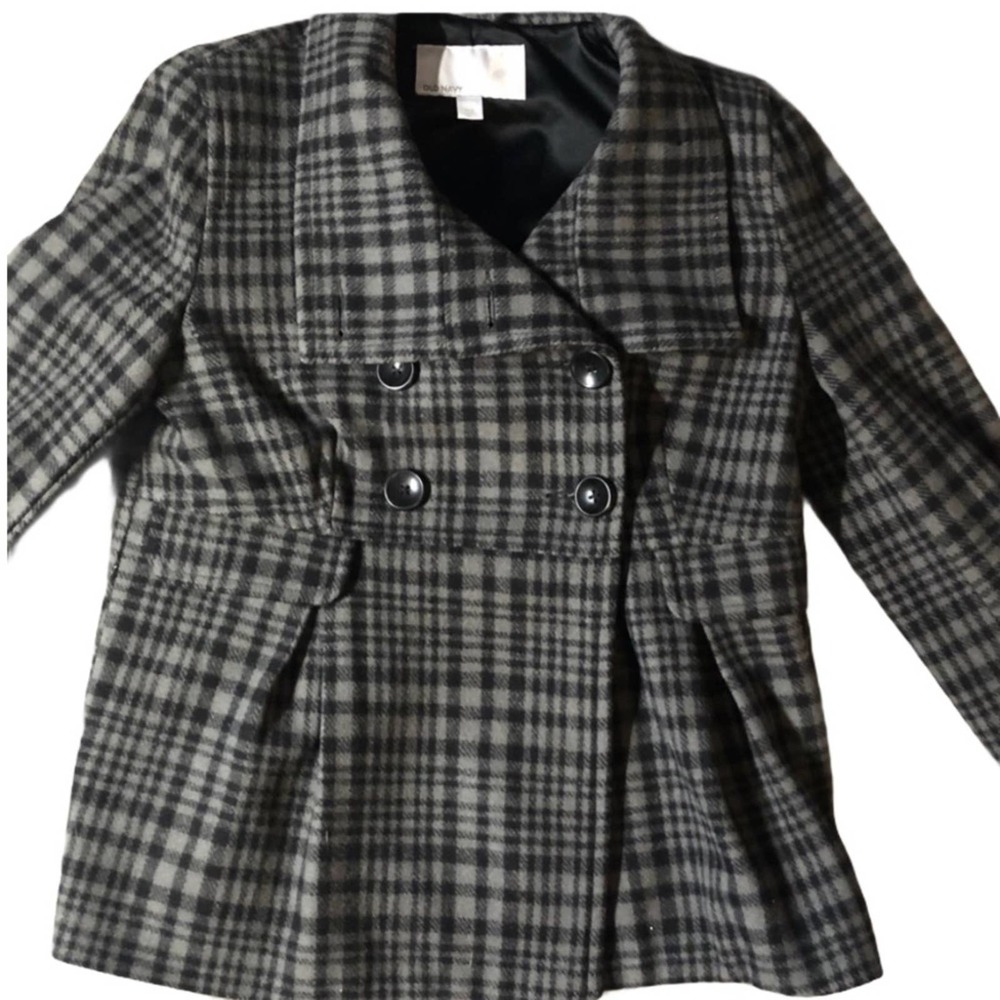 Old Navy Grey Black Plaid Peacoat Size S - Picture 3 of 11
